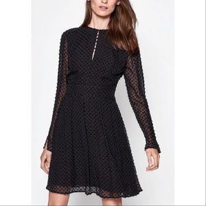 $475 Equipment Jenava Long Sleeve Clip Polka Dot Silk Dress